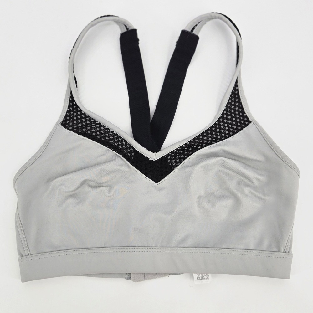 Wacoal Sport Gray Crossback Wirefree Mesh Accent Medium Impact Sports Bra 32C/D